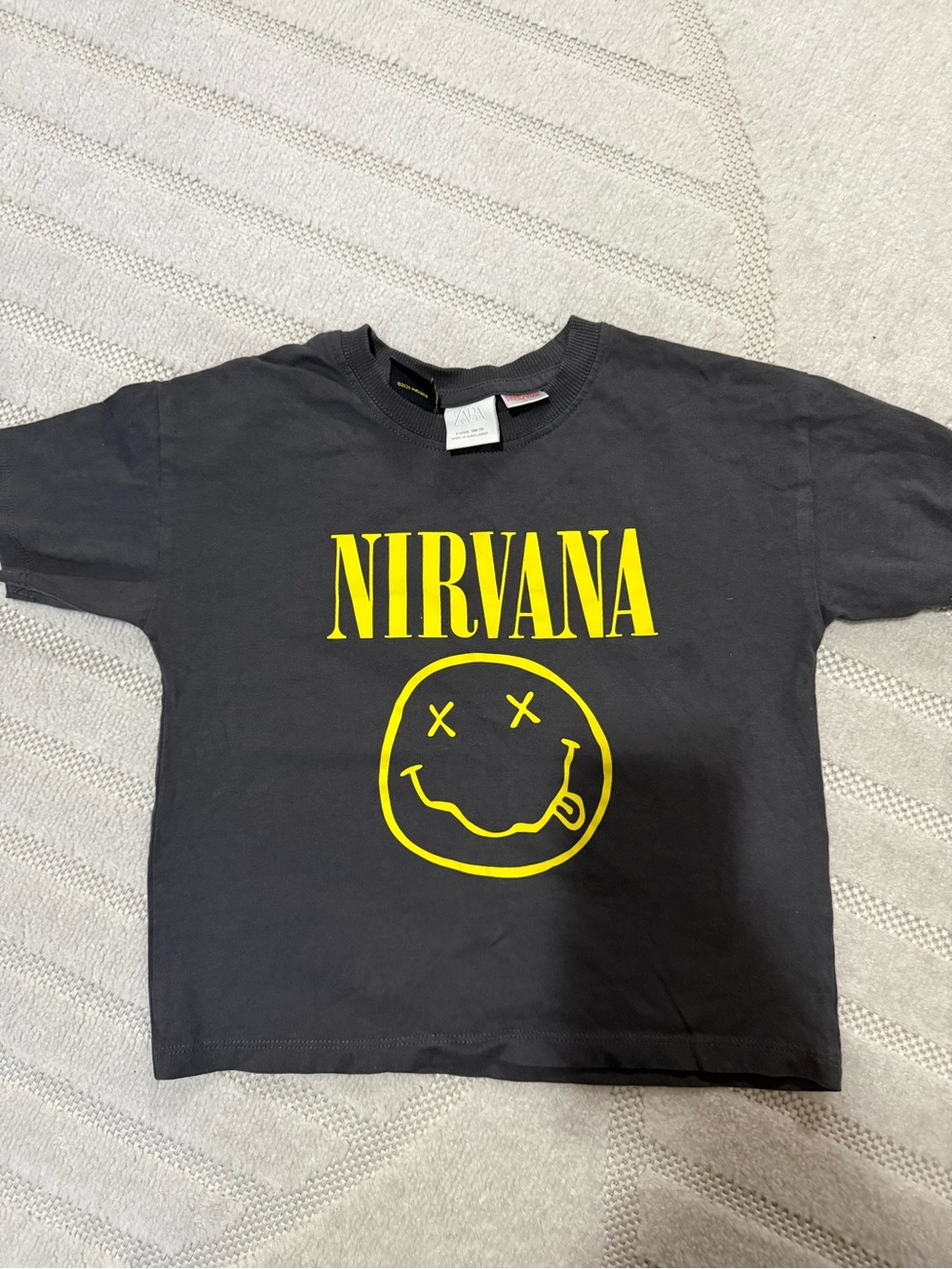 NIRVANA Black Kids Tee with Yellow Logo